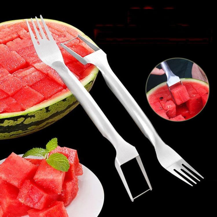 2 In 1 Watermelon Fork Slicer Stainless Steel  Kitchen Fruit Cutter