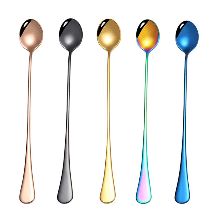 2pcs 304 Stainless Steel Long Handle Thickened Pointed Spoon Coffee Ice Drink Mixing Spoon, Color: