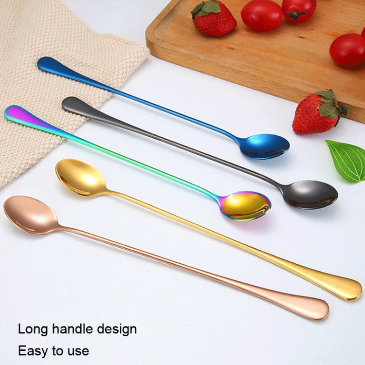 2pcs 304 Stainless Steel Long Handle Thickened Pointed Spoon Coffee Ice Drink Mixing Spoon, Color: