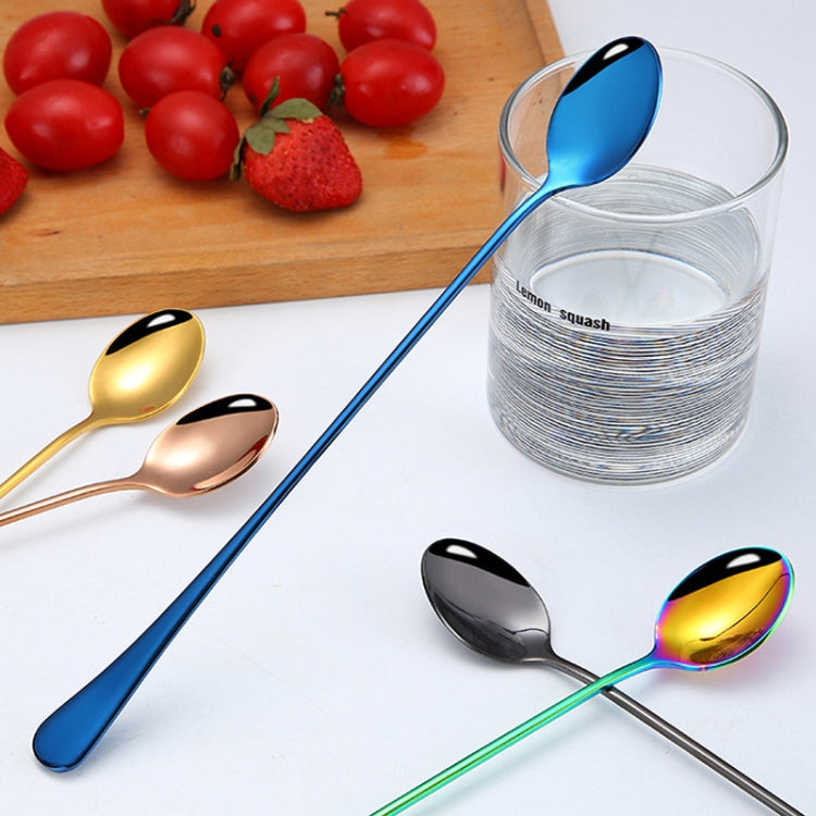 2pcs 304 Stainless Steel Long Handle Thickened Pointed Spoon Coffee Ice Drink Mixing Spoon, Color: