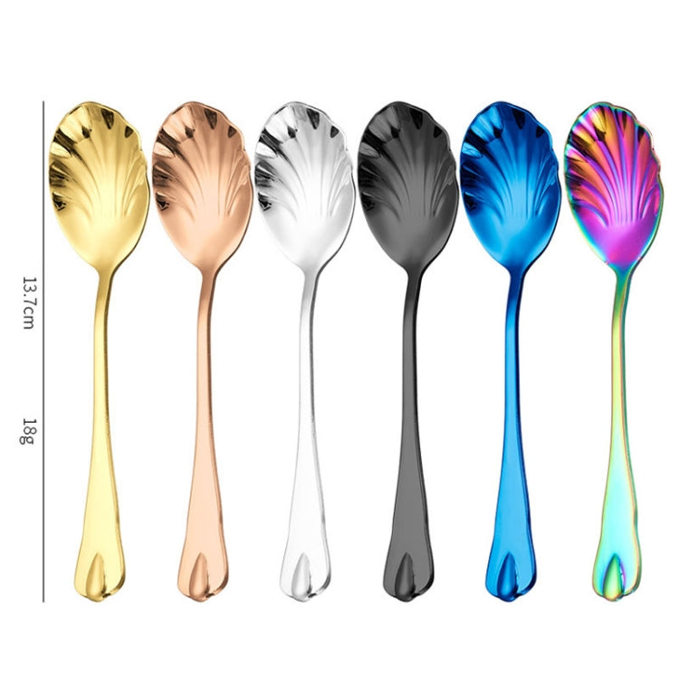 2pcs Stainless Steel Water Droplet Shell Spoon Ice Cream Spoon Coffee Mixing Spoon, Color:
