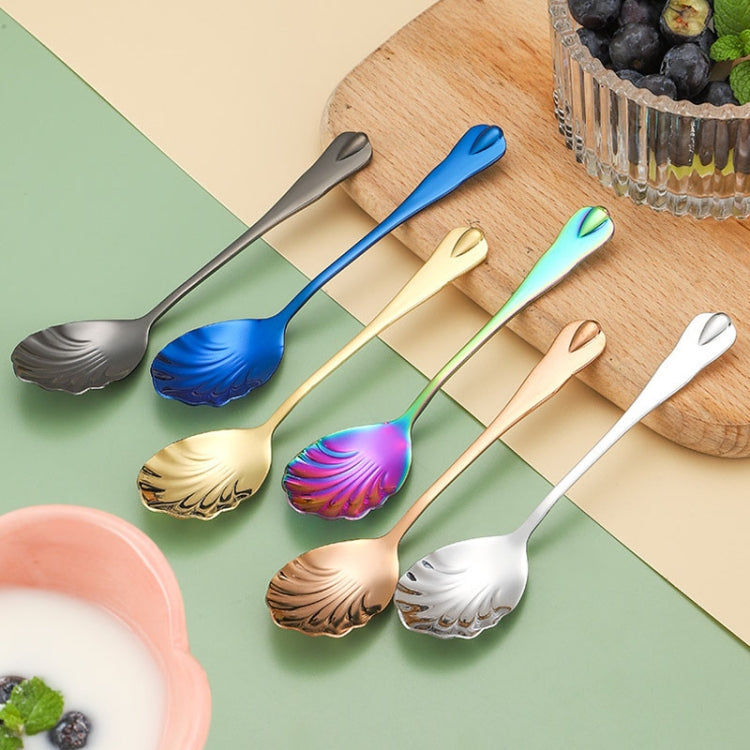 2pcs Stainless Steel Water Droplet Shell Spoon Ice Cream Spoon Coffee Mixing Spoon, Color: