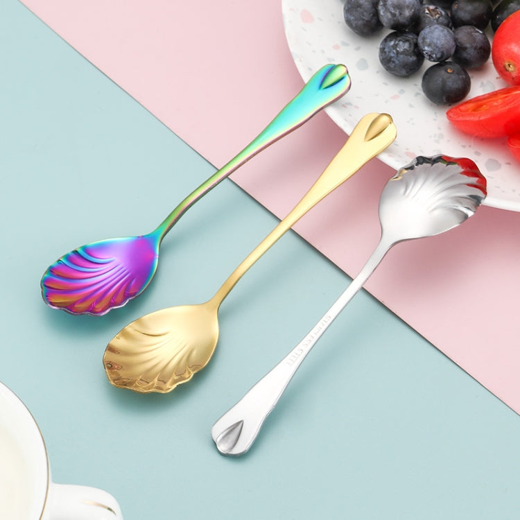 2pcs Stainless Steel Water Droplet Shell Spoon Ice Cream Spoon Coffee Mixing Spoon, Color: