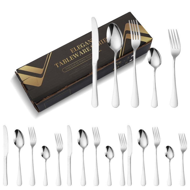 20pcs/set Carton Boxed Gold-Plated Stainless Steel Knife and Fork Set Western Cutlery, Color: