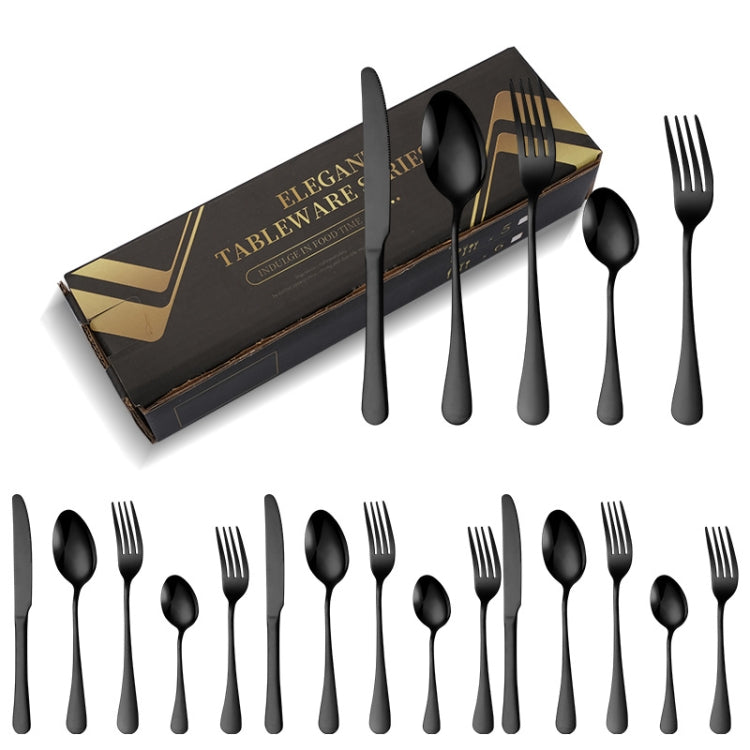 20pcs/set Carton Boxed Gold-Plated Stainless Steel Knife and Fork Set Western Cutlery, Color: