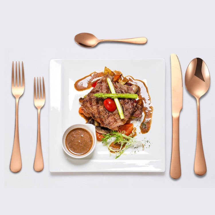 20pcs/set Carton Boxed Gold-Plated Stainless Steel Knife and Fork Set Western Cutlery, Color: