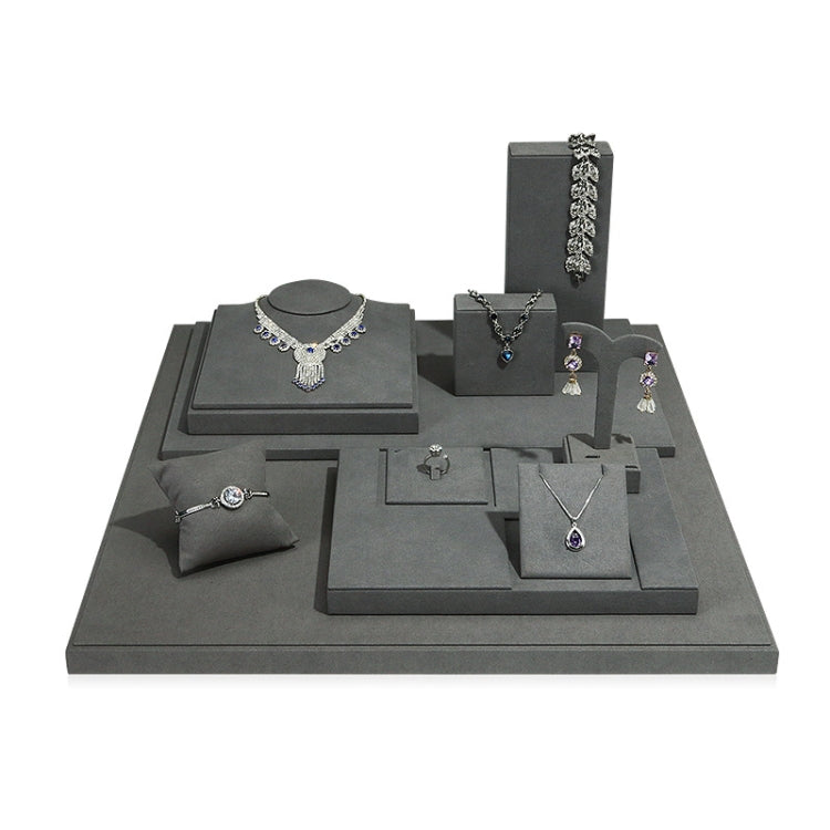 Gray Jewelry Display Microfiber Jewelry Props Display Rack Set