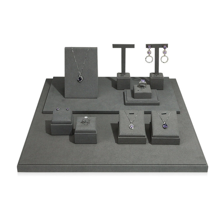 Gray Jewelry Display Microfiber Jewelry Props Display Rack Set