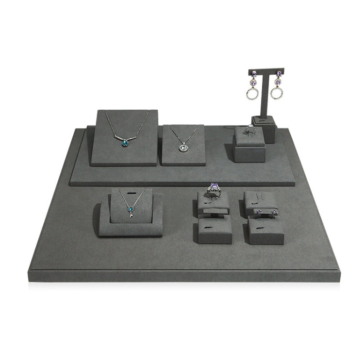 Gray Jewelry Display Microfiber Jewelry Props Display Rack Set