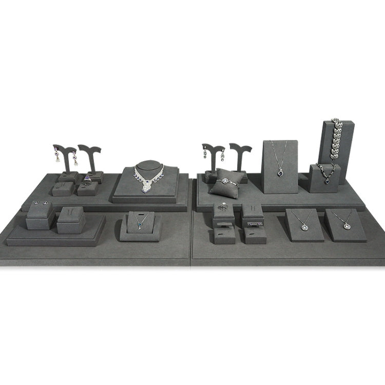 Gray Jewelry Display Microfiber Jewelry Props Display Rack Set