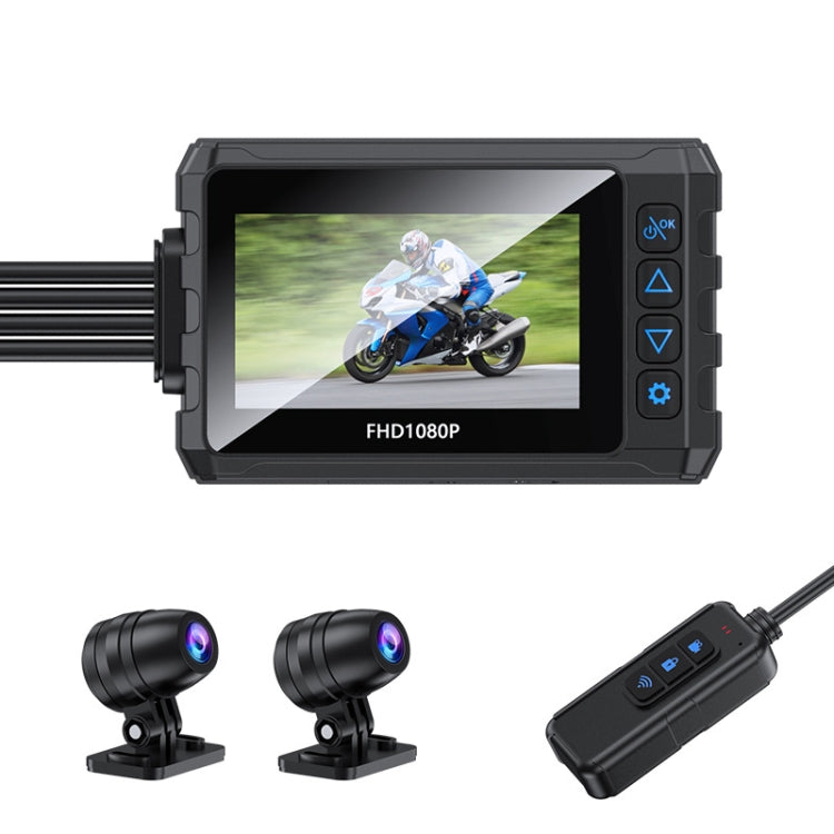 Built-in GPS Wireless WiFi Rainproof 1080P Double Recording Motorcycle Driving Recorder(Black)