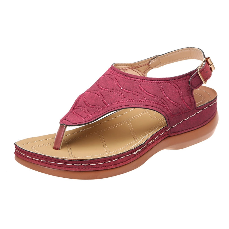 PU Leather Flip Flop Sandals Roman Style Adjustable Strap Sandals, Size: