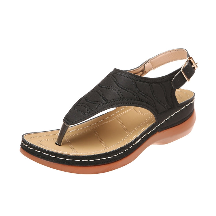 PU Leather Flip Flop Sandals Roman Style Adjustable Strap Sandals, Size: