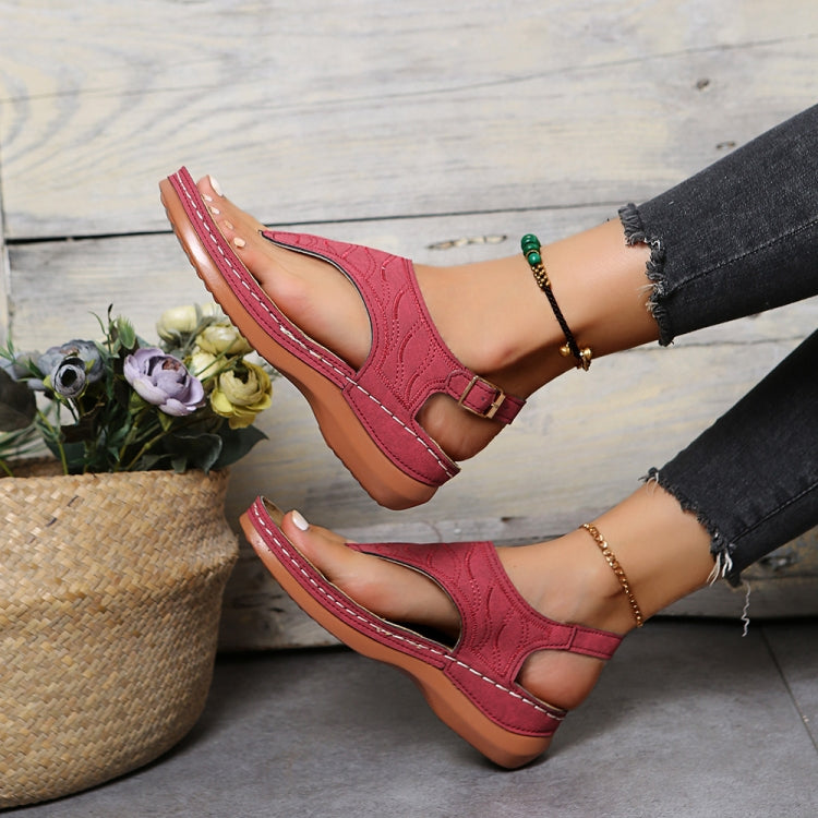 PU Leather Flip Flop Sandals Roman Style Adjustable Strap Sandals, Size: