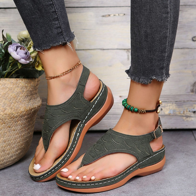 PU Leather Flip Flop Sandals Roman Style Adjustable Strap Sandals, Size:
