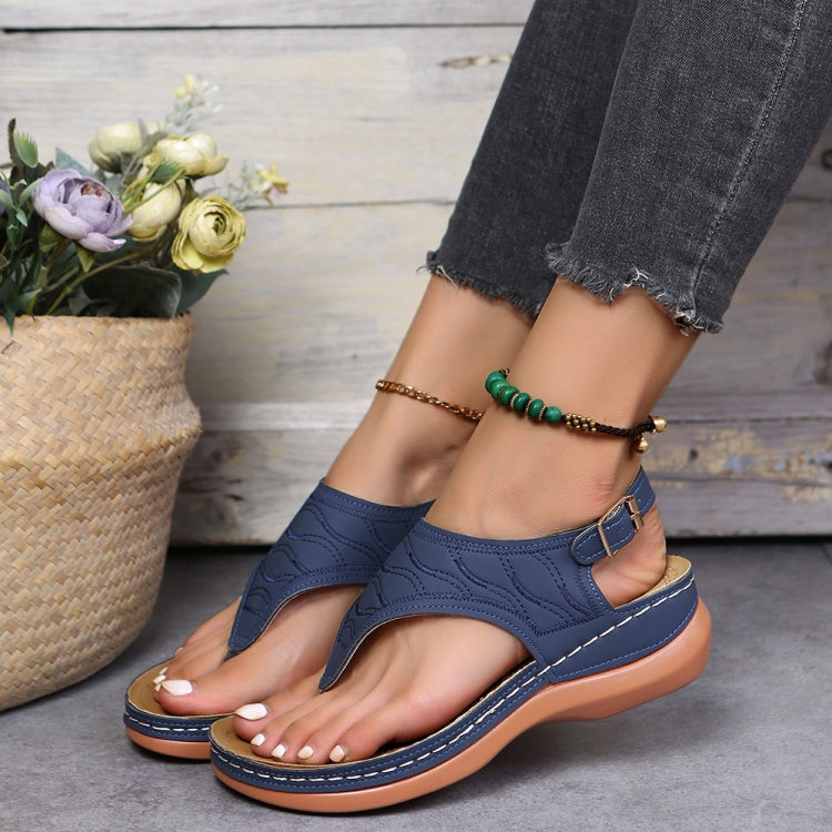 PU Leather Flip Flop Sandals Roman Style Adjustable Strap Sandals, Size: