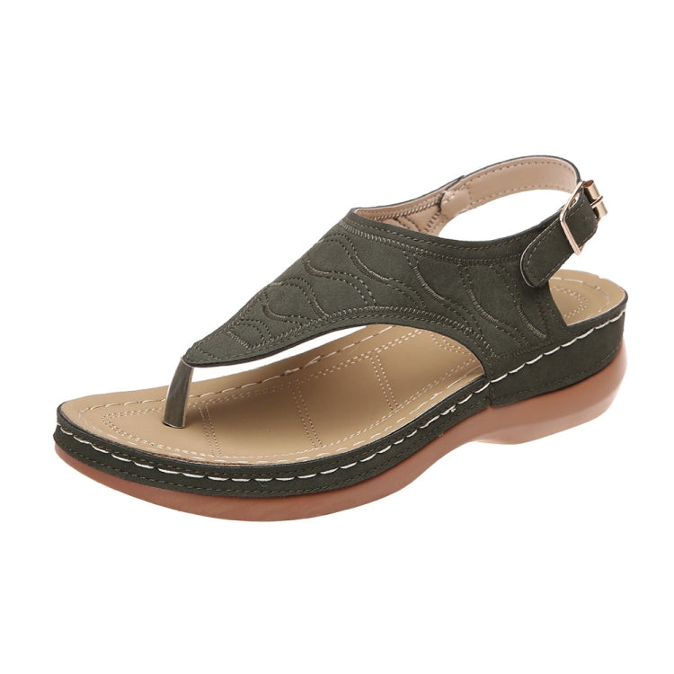 PU Leather Flip Flop Sandals Roman Style Adjustable Strap Sandals, Size: