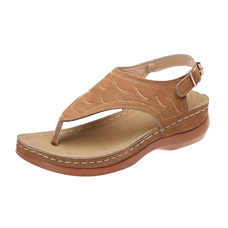 PU Leather Flip Flop Sandals Roman Style Adjustable Strap Sandals, Size: