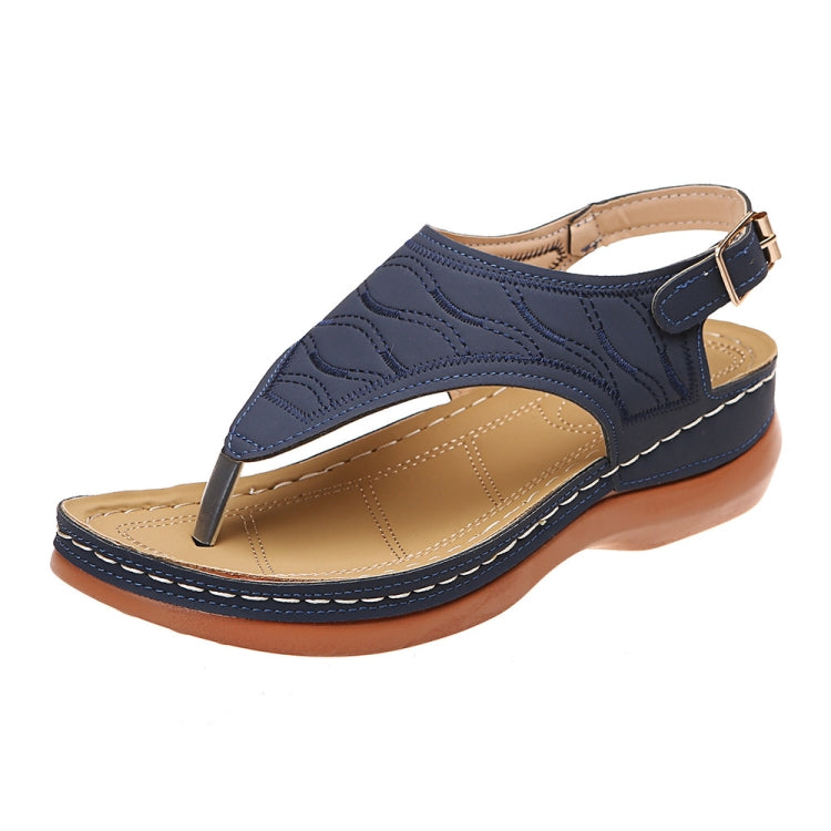 PU Leather Flip Flop Sandals Roman Style Adjustable Strap Sandals, Size:
