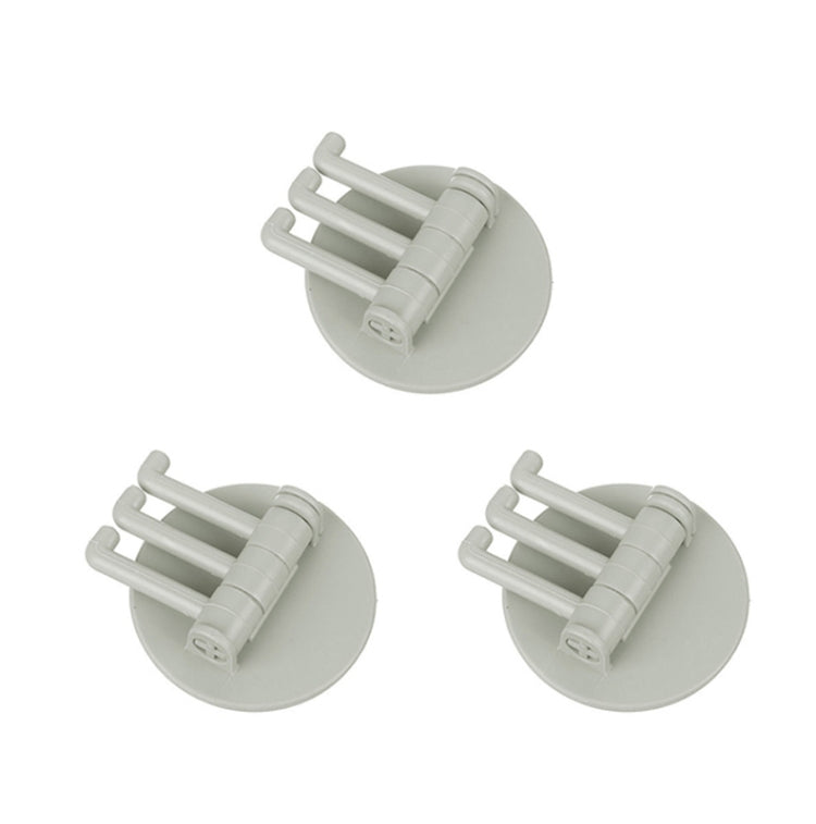 3pcs/bag 3 Hooks Rotatable Hook Kitchen Bathroom Paste Wall Hook