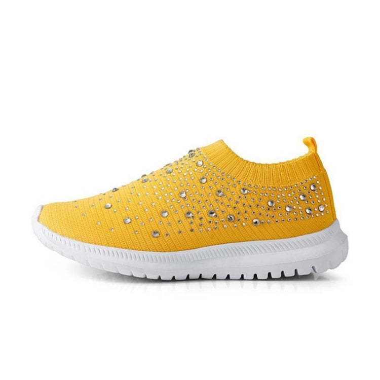 Spring and Autumn Rhinestone Flying Woven Women Sneakers Casual Breathable Shoes, Size: