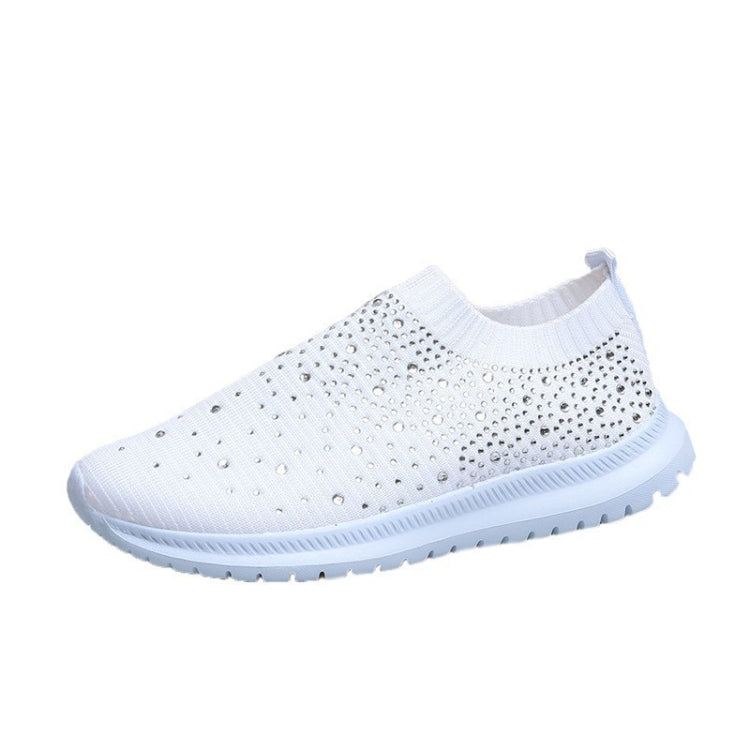 Spring and Autumn Rhinestone Flying Woven Women Sneakers Casual Breathable Shoes, Size: