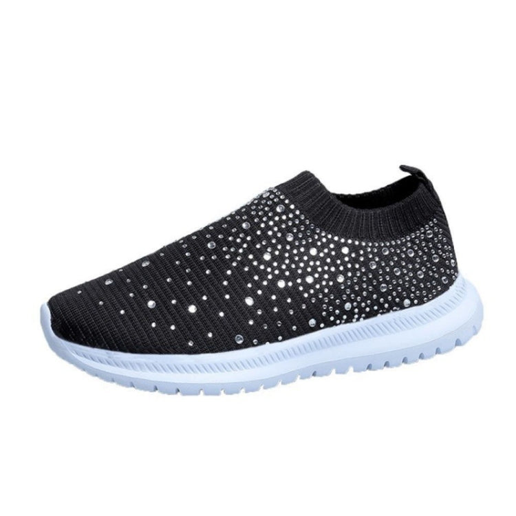 Spring and Autumn Rhinestone Flying Woven Women Sneakers Casual Breathable Shoes, Size: