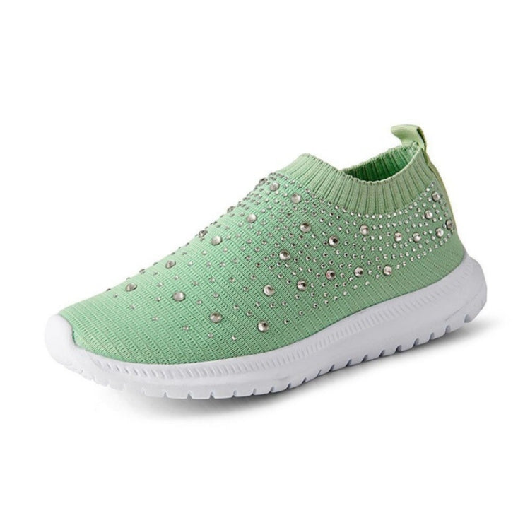 Spring and Autumn Rhinestone Flying Woven Women Sneakers Casual Breathable Shoes, Size: