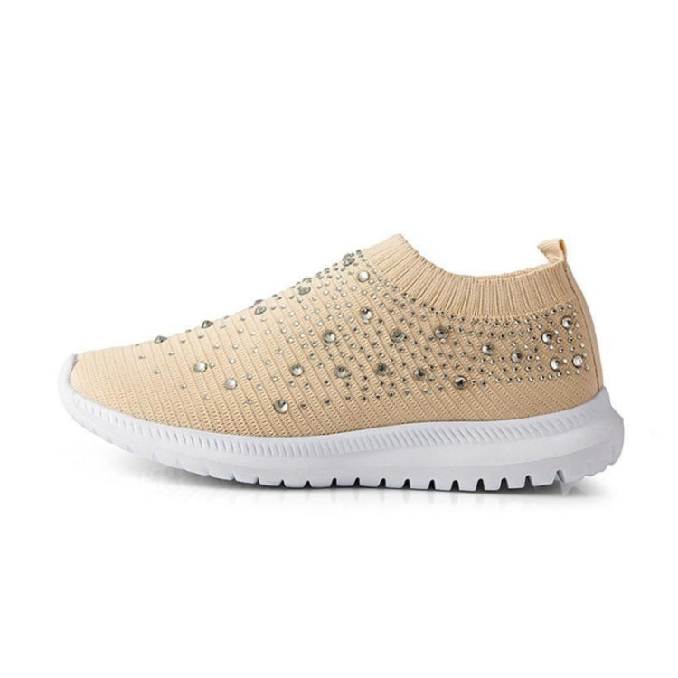 Spring and Autumn Rhinestone Flying Woven Women Sneakers Casual Breathable Shoes, Size: