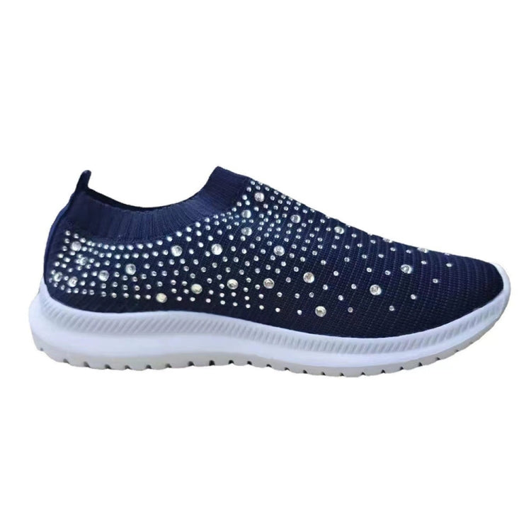 Spring and Autumn Rhinestone Flying Woven Women Sneakers Casual Breathable Shoes, Size: