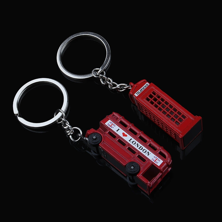 2pcs Mailbox Off-Road Vehicle Key Chain UK Tourism Souvenir Gift, Style: