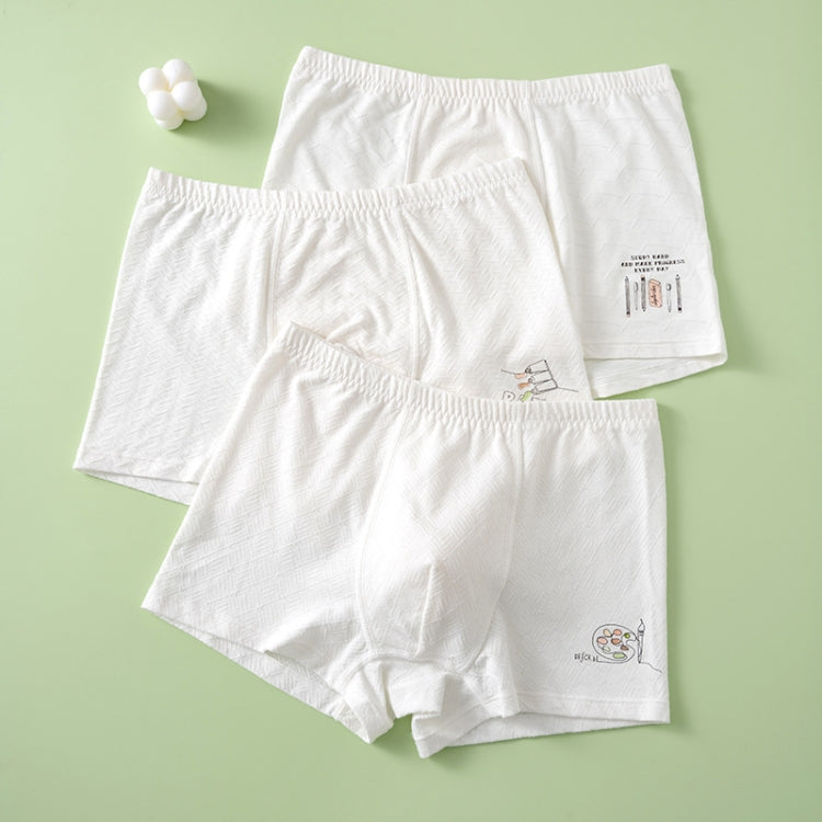 3pcs Boys Cotton Underwear Flat Angle Solid Color Short Panties Children Four-Corner Panties, Size: