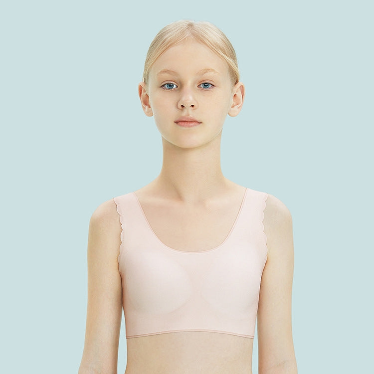 Girls Development Fixed Cup Seamless Underwear Student Vest Bra, Size: F