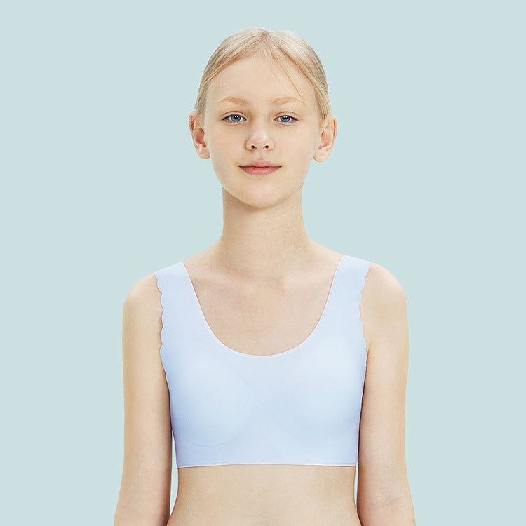 Girls Development Fixed Cup Seamless Underwear Student Vest Bra, Size: F