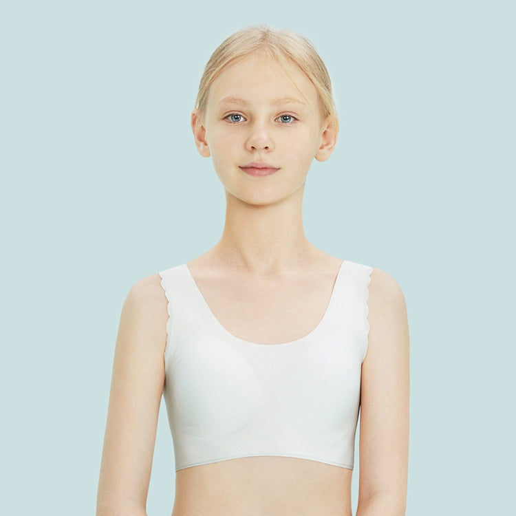 Girls Development Fixed Cup Seamless Underwear Student Vest Bra, Size: F