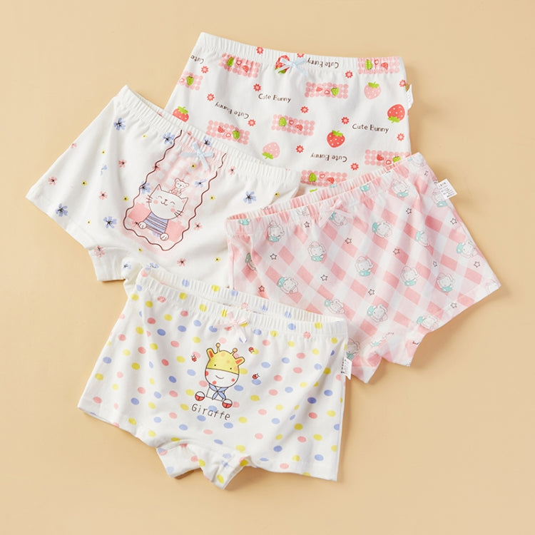 4pcs Cartoon Comfortable Combed Cotton Soft Breathable Girls Underwear, Size: