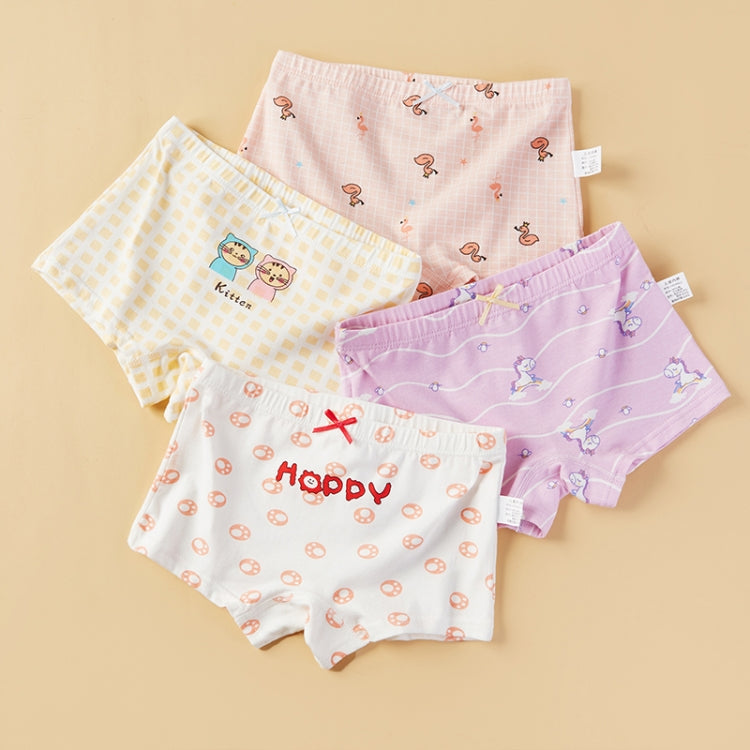 4pcs Cartoon Comfortable Combed Cotton Soft Breathable Girls Underwear, Size: