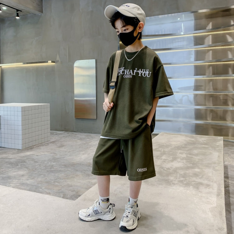 2pcs/set Middle and Big Kids Summer Boys Short T-shirt and Pants, Size: 1