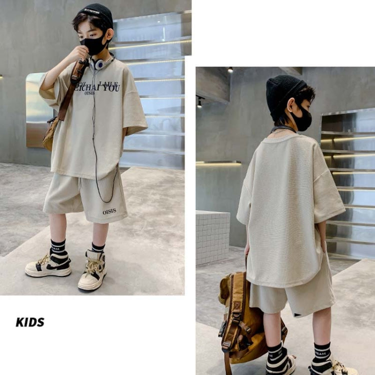 2pcs/set Middle and Big Kids Summer Boys Short T-shirt and Pants, Size: 1