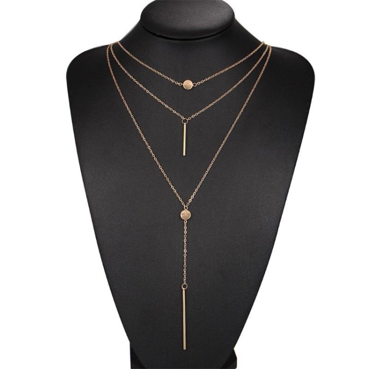 5pcs Simple 3-layer Necklace Small Dot Exquisite Metal Bar Necklace Sweater Chain
