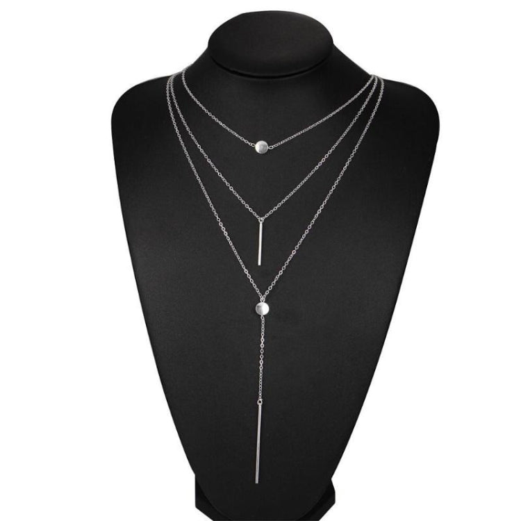 5pcs Simple 3-layer Necklace Small Dot Exquisite Metal Bar Necklace Sweater Chain
