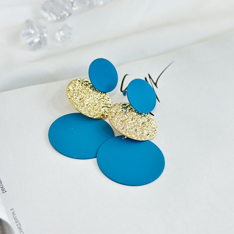 Stitching Solid Color Geometric Round Ladies Personality Earrings
