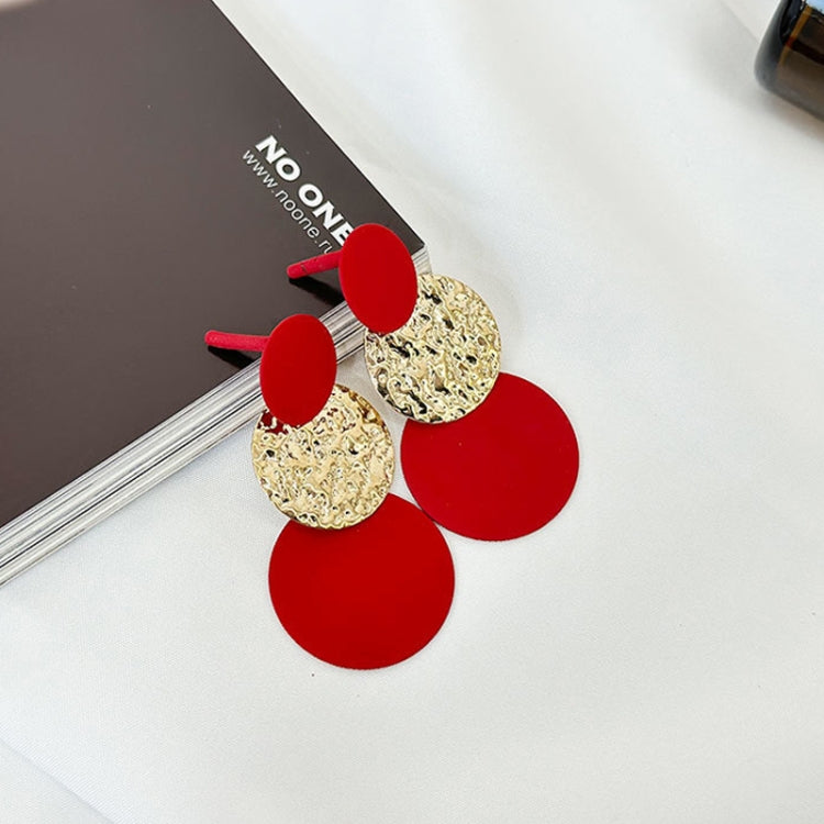 Stitching Solid Color Geometric Round Ladies Personality Earrings