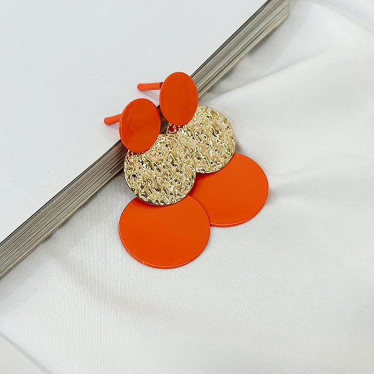 Stitching Solid Color Geometric Round Ladies Personality Earrings