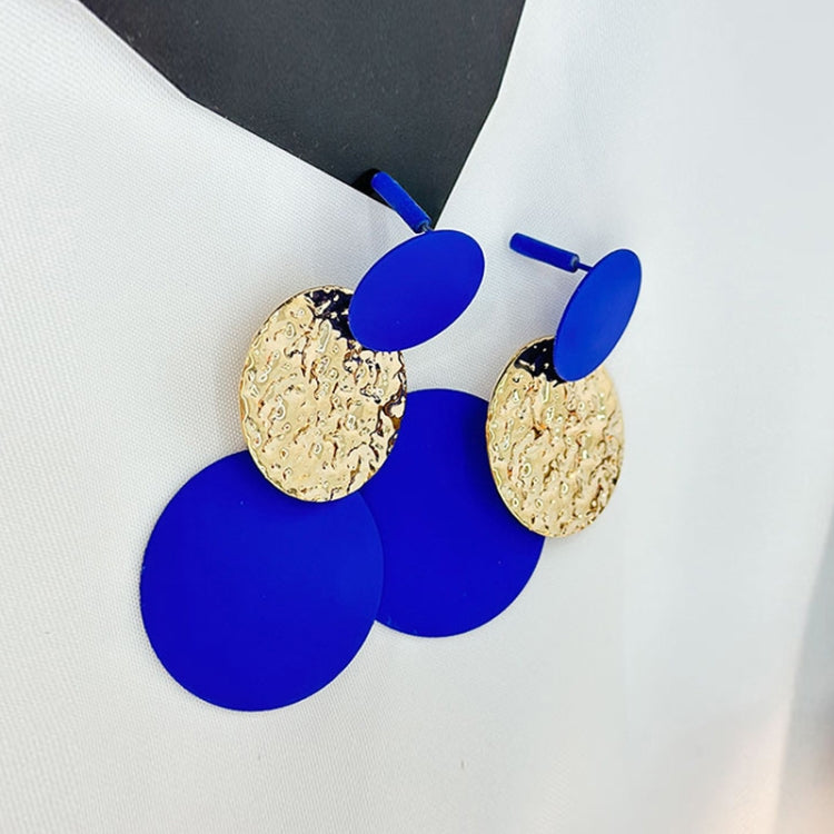 Stitching Solid Color Geometric Round Ladies Personality Earrings