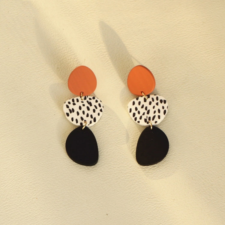 2pairs Acrylic Irregular Graphic Stitching Leopard Long Earrings(03)