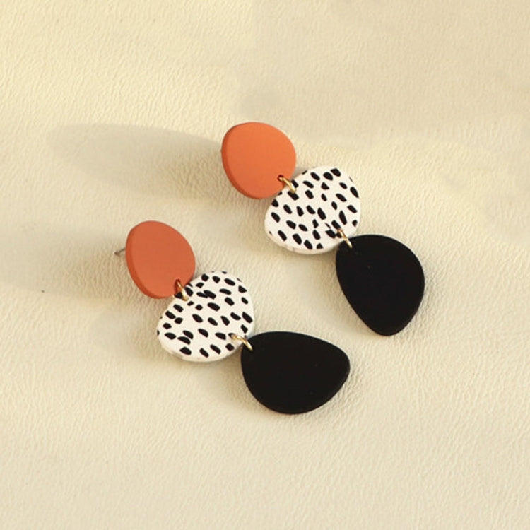 2pairs Acrylic Irregular Graphic Stitching Leopard Long Earrings(03)