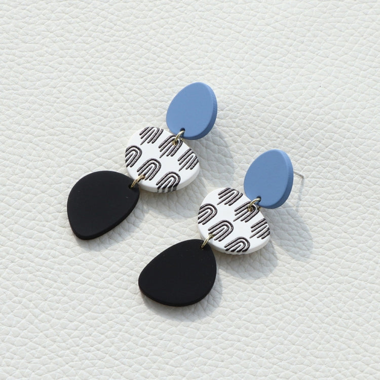 2pairs Fingerprint Print Clay Texture Acrylic Stitching Long Earrings(DE064-7)