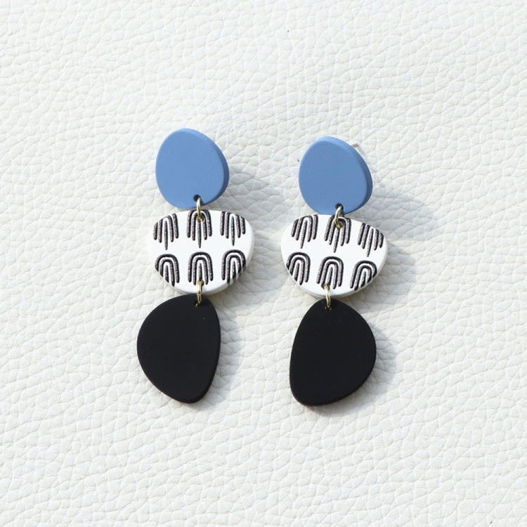 2pairs Fingerprint Print Clay Texture Acrylic Stitching Long Earrings(DE064-7)