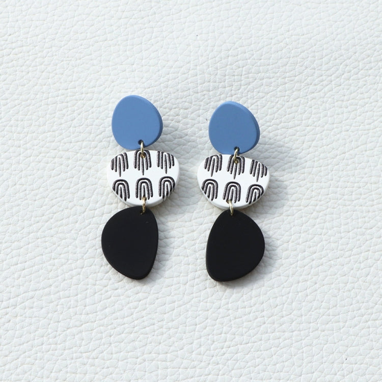 2pairs Fingerprint Print Clay Texture Acrylic Stitching Long Earrings(DE064-7)